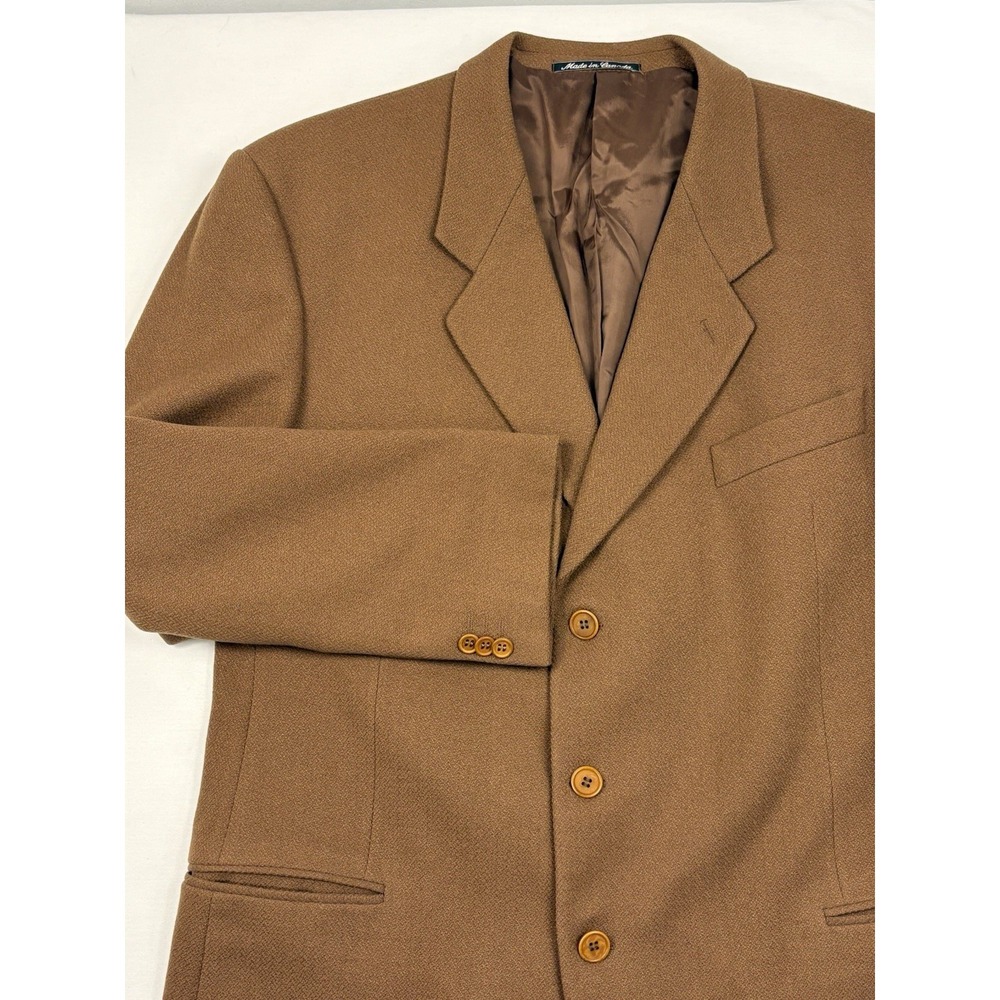 VTG Mani Giorgio Armani Wool Flannel Tweed Sport Coat 46L Brown Herringbone EUC